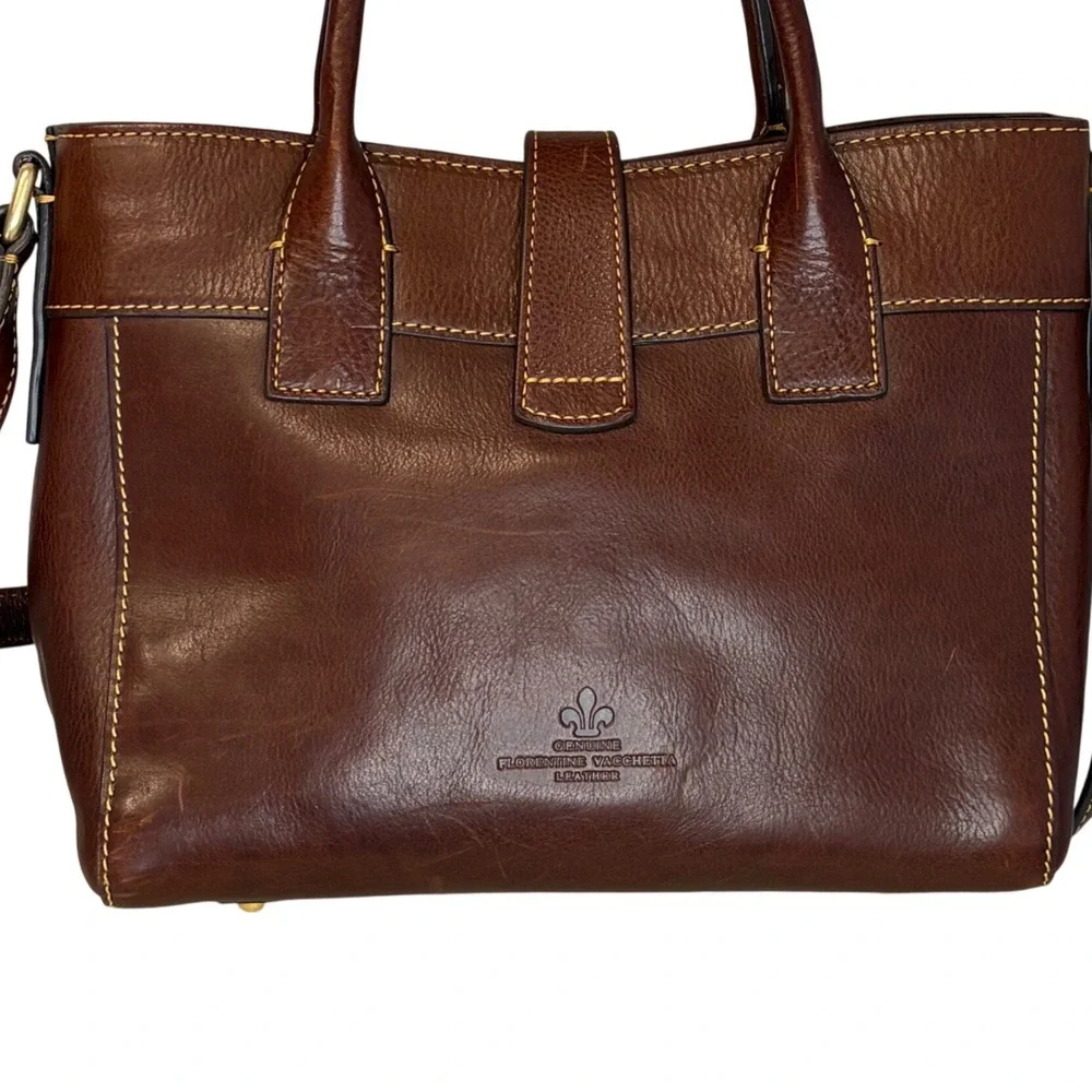 Dooney Bourke Florentine Vacchetta Satchel Brown Leather Crossbody